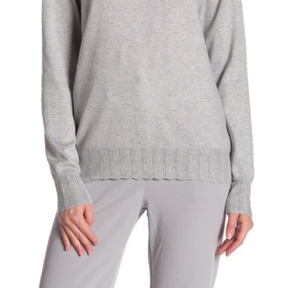 Scalloped Trim Long Sleeve Turtleneck Sweater - Picture 2 of 6